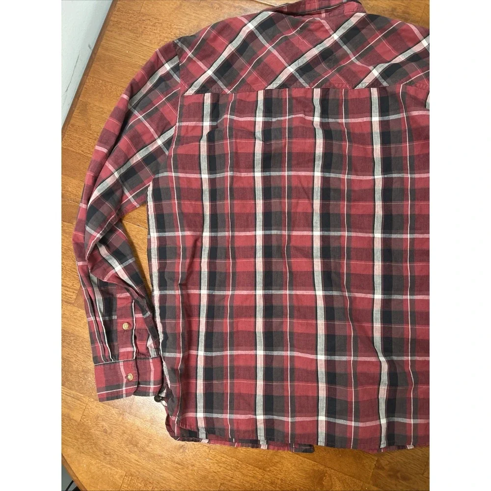 Levi's Plaid Button Down Shirt Men's Side XL Red Long Sleeve